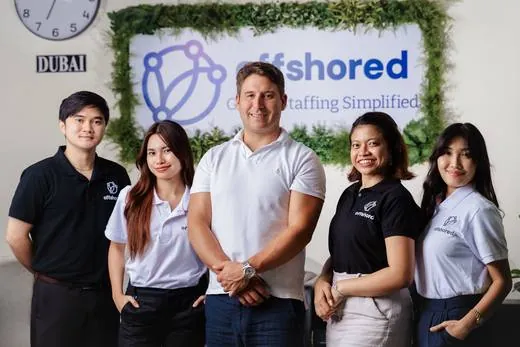 The Offshored team at the office logo wall